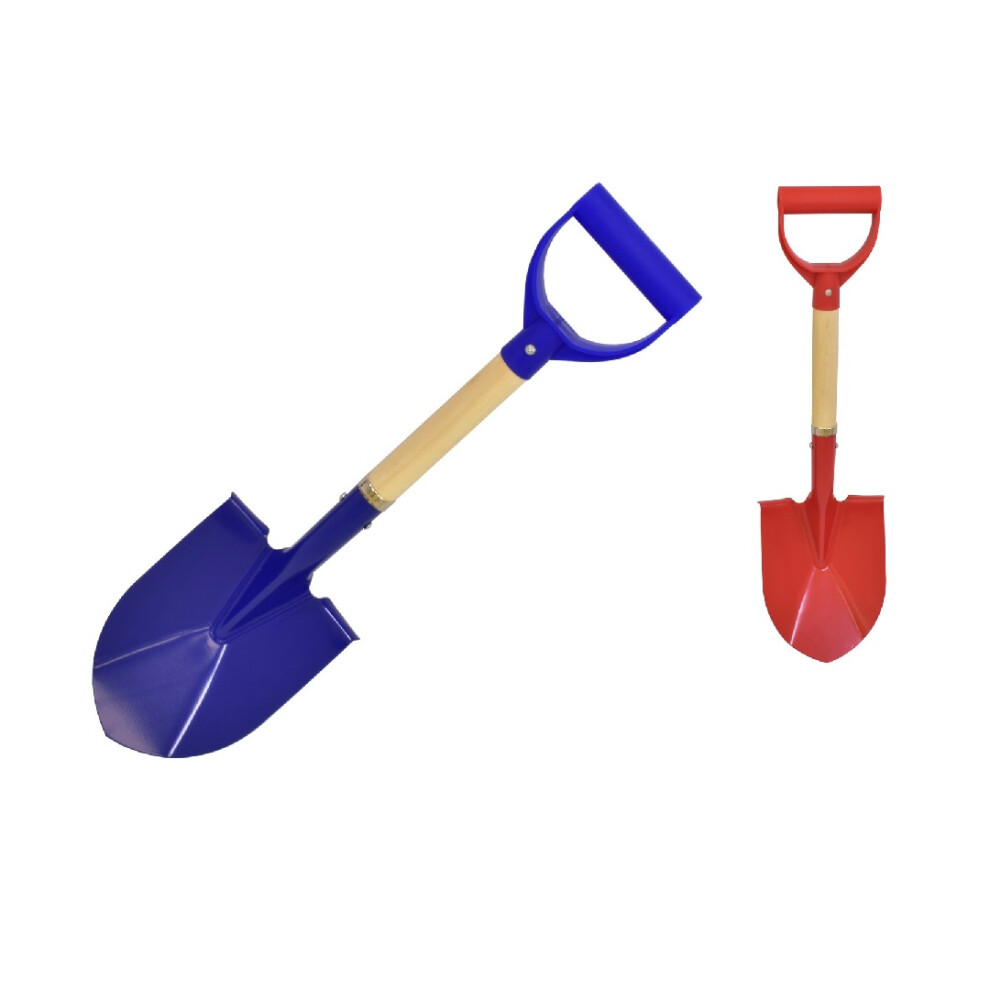 Stubby Wood Shaft Metal Shield Spade Assorted Colours
