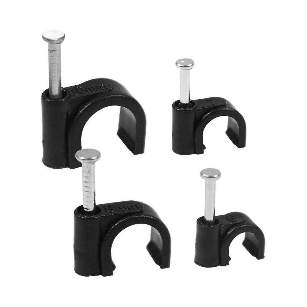 400 Pieces Cable Clips Cable Clamps 6mm 7mm 8mm 10mm Wall Cable Hanger Cable Ties for Electrical Wire/Cable Organizer Black