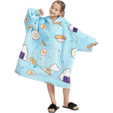(Sushi Blue) Versized Hoodie Wearable Blanket Sweatshirt for Men Women, Comfortable Sherpa Lining Super Soft Plush Warm Blanket Hoodie, Home Hoody Gifts