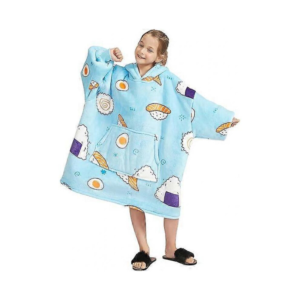 (Sushi Blue) Versized Hoodie Wearable Blanket Sweatshirt for Men Women, Comfortable Sherpa Lining Super Soft Plush Warm Blanket Hoodie, Home Hoody Gifts