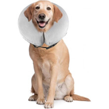 Pet Inflatable Collar, Comfy Pet Protective Collar Cone for Recovery, Adjustable Soft for Dog and Cat PS005 (L/Grey)