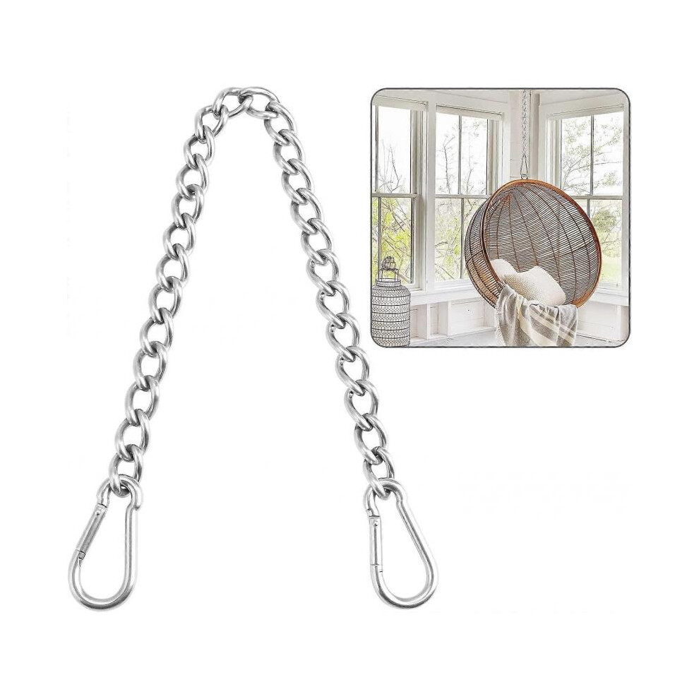 Chain with Two Carabiners, 400kg Capacity, Heavy Duty Stainless Steel Hanging Chain, Extension Chain for Punching Bag, Yoga, Swing, Hammocks, 1 Piece