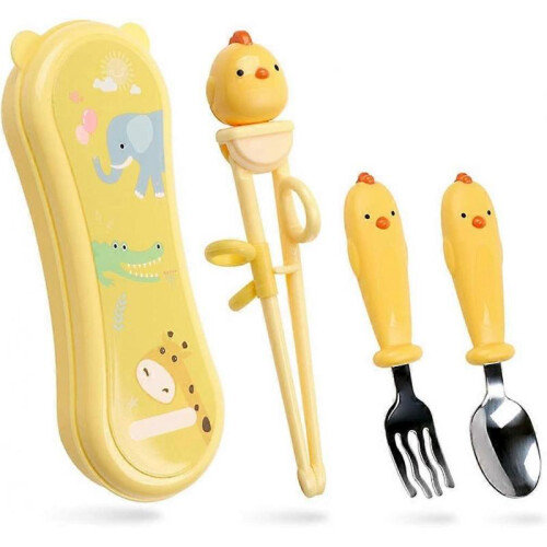 Training Chopsticks Set for Kids and Beginners,Chopstick Spoon Fork and Case Set