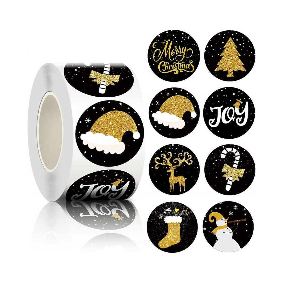 Christmas sticker labels, round Christmas labels self-adhesive Merry Christmas stickers envelope seal stickers with 8 patterns