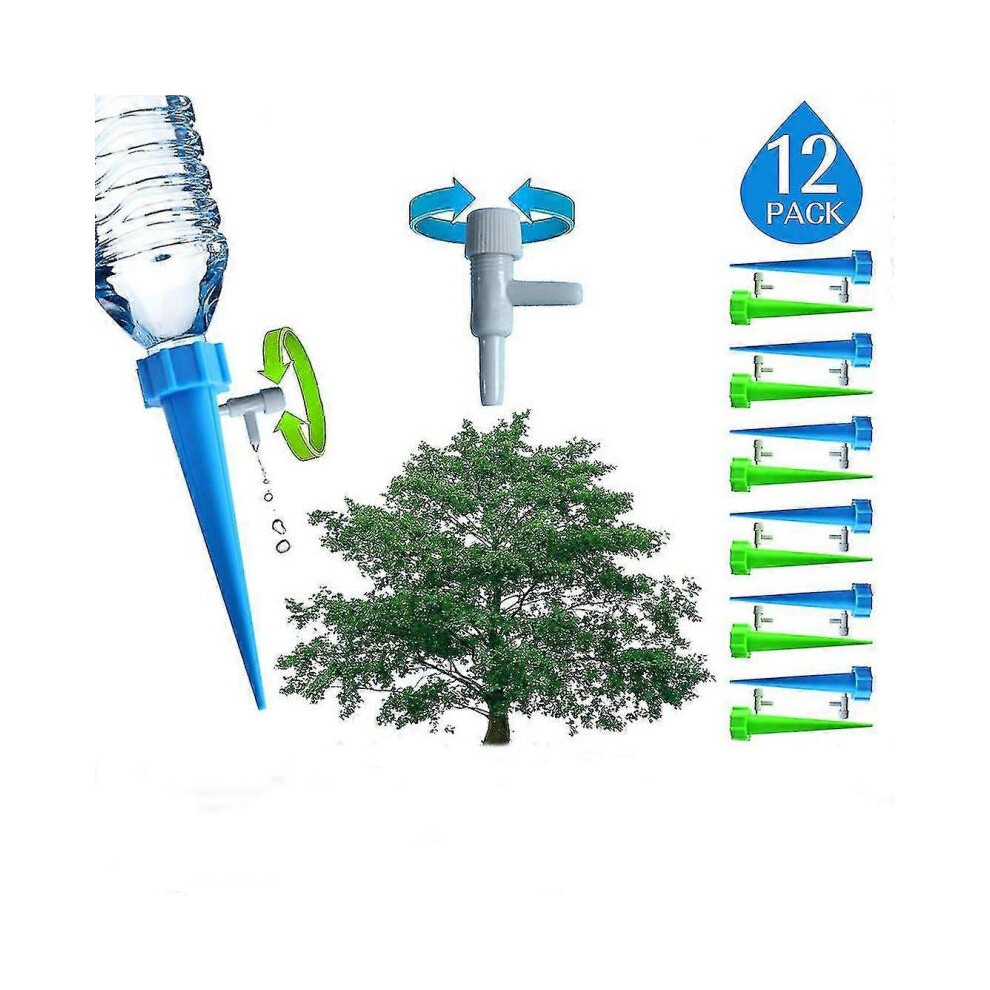 12 Pack Plant Automatic Watering Device,self Spikes System with Slow Release Control Valve,dripper