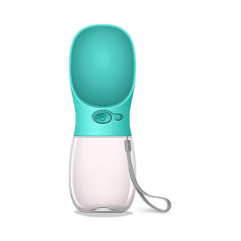 Portable water bottle for dogs, practical dispenser for hiking and travelling, made of food-grade plastic.