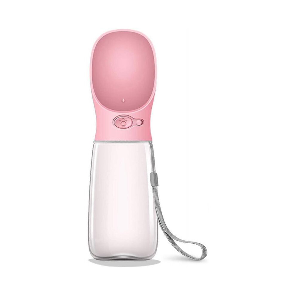 Portable water bottle for dogs, water dispenser for hiking and travelling, made of food-grade plastic.