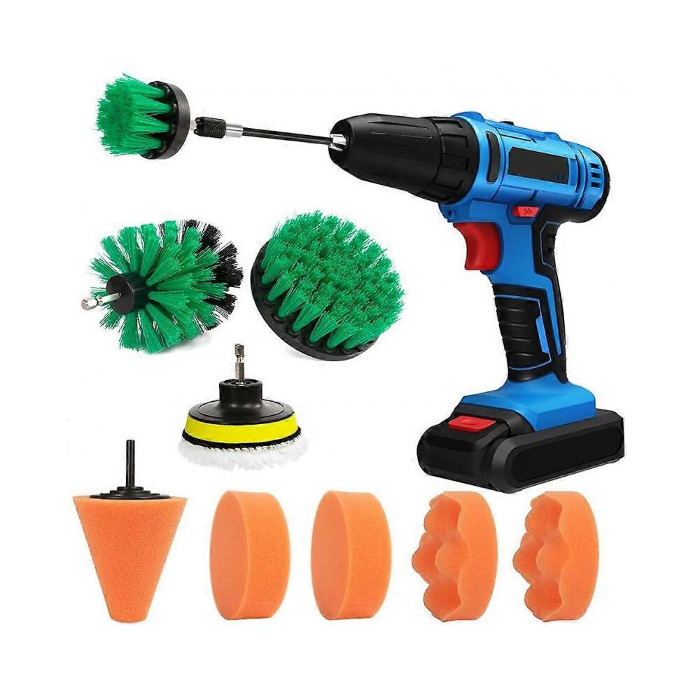 11 PCS Drill Brush Car Polishing Pads Clean Detailing Kit with Extend Attachment for Cleaning Car Interior, Boat, Bathroom,Wheels