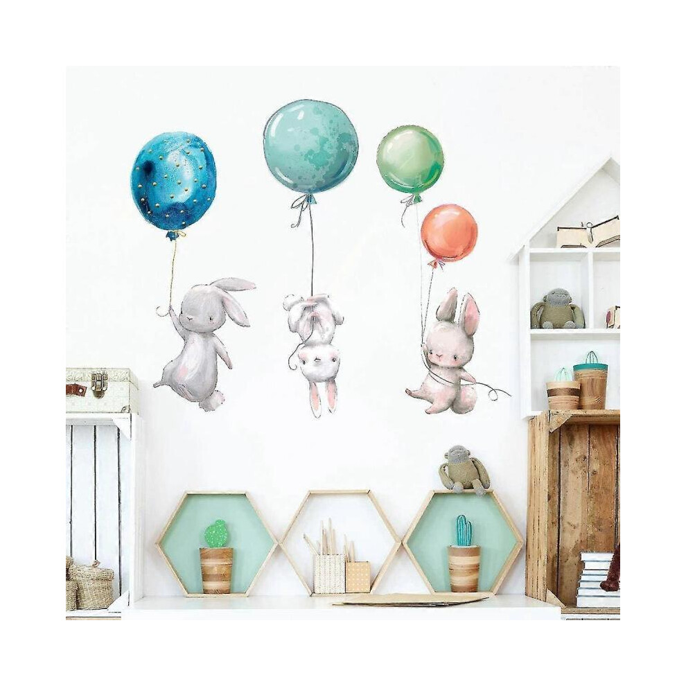 Colorful Removable Watercolor Nursery Wall Stickers - Peel and Stick Decals for Kids' Rooms and Playrooms