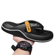 (40 41, Black) Fashionable Casual Flip Flops for Men's Beach Shoes and Men's Slippers