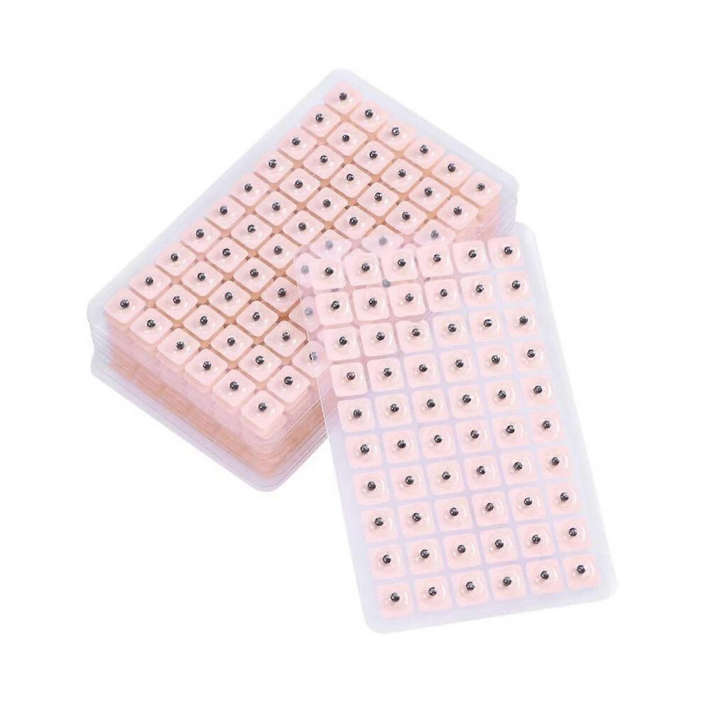 600 Counts Acupuncture Vaccaria Ear Seeds Disposable Ear Press Seeds Multi-Condition Ear Seed Acupressure Kit (10 Sheets)