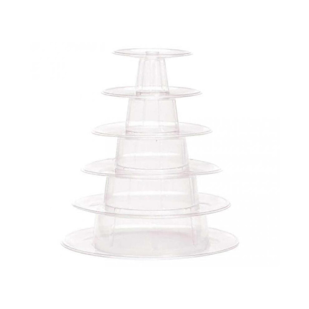 6 Tier Round Macaron Tower Plastic Clear Cake Stand Macaron Display Stand Dessert Cupcake Stand Platter Light