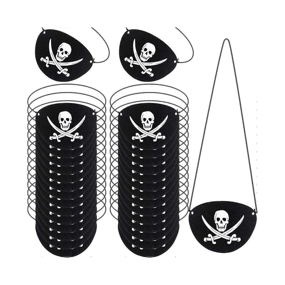 Pirate Eye Patches Black Felt One Eyed Skull Captain Eye Patches for Halloween Christmas Pirate Theme Party (12pcs)