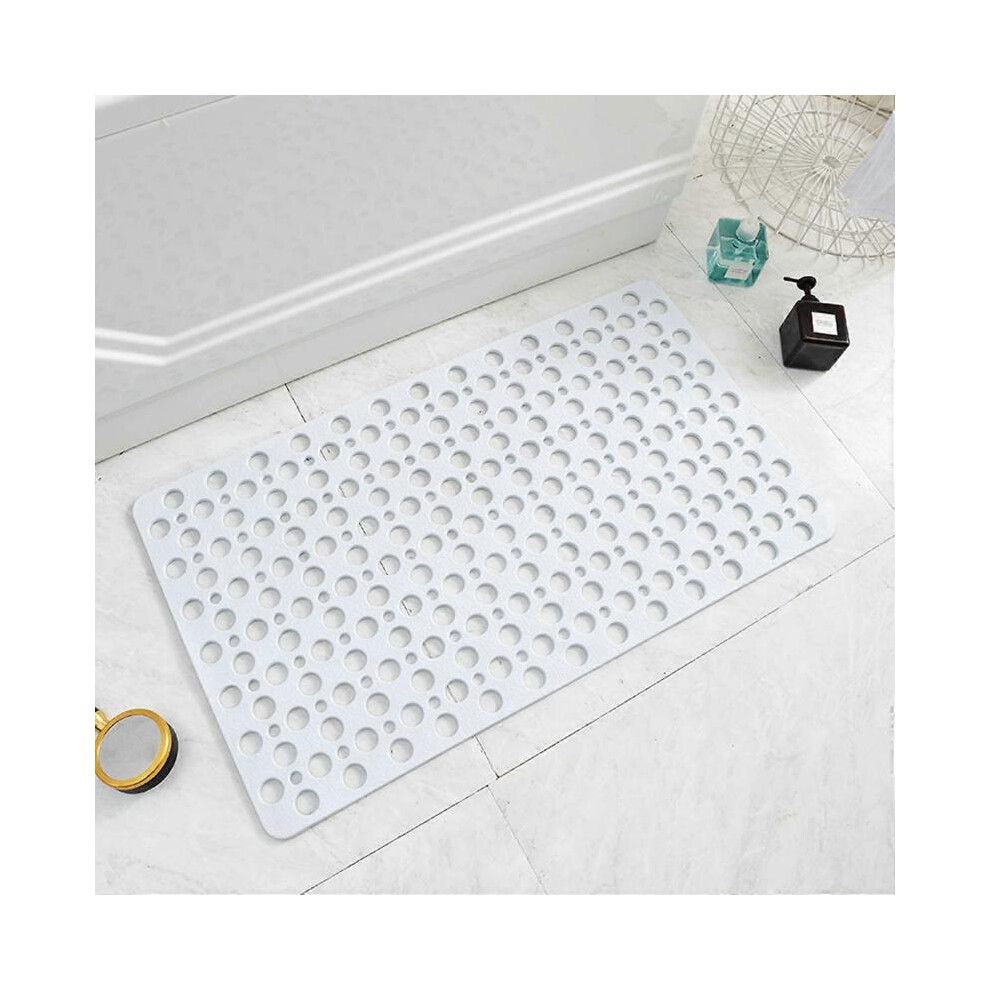 Non Slip Bath Mat Anti Mould Shower Mats TPE Bathroom Bathtub Mat Floor Shower Mats Anti Slip Antibacterial with Suction Cups White 16.9" x 29.5