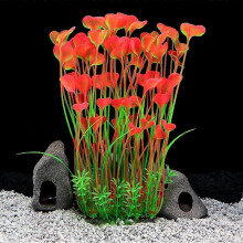 Large Aquarium Plants Artificial Plastic Fish Tank Plants Decoration Ornament for All Fish (Red)