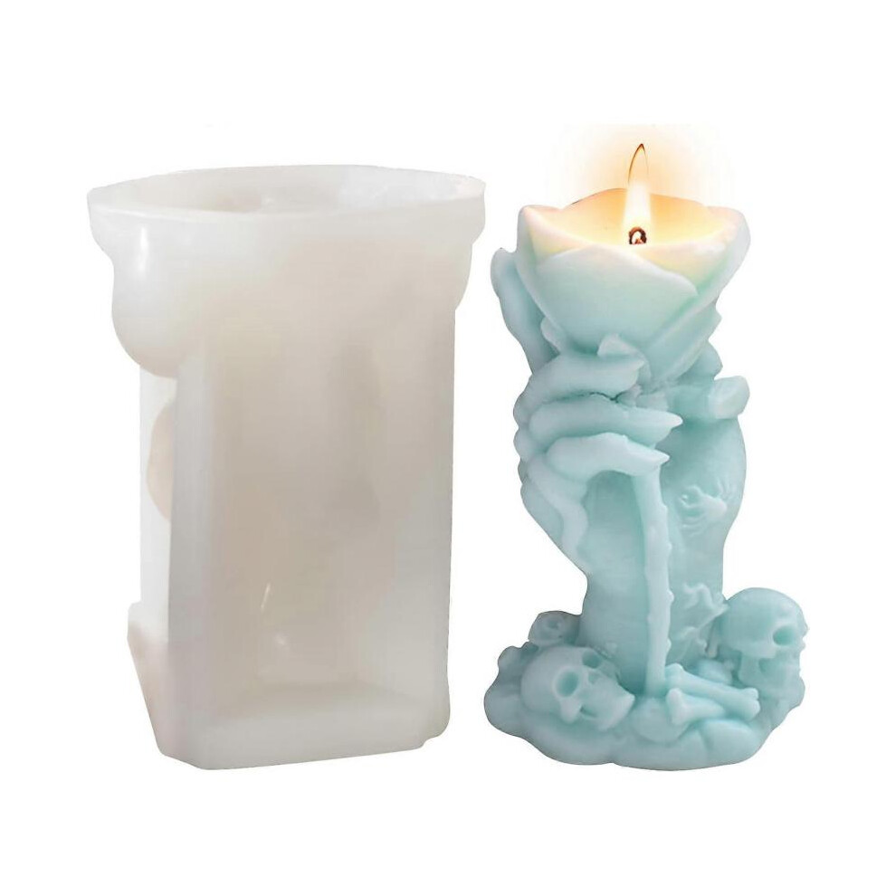 3D Candle Rose Handmade Mold, Halloween Column Silicone Mold Candle Mold for Candle Making