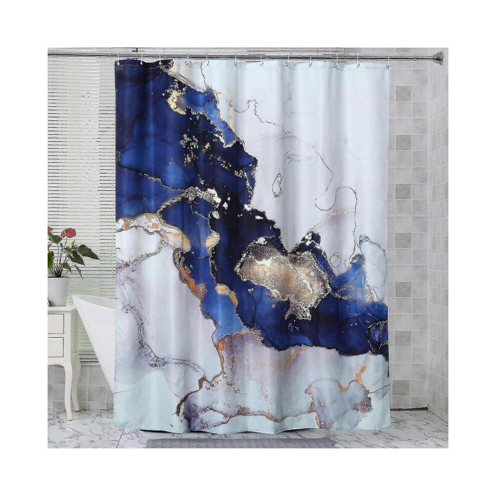 Luxury Abstract Fabric Shower Curtain Extra Long Modern Blue And Gold Marble Bathroom Shower Curtain Sets 72*96inch