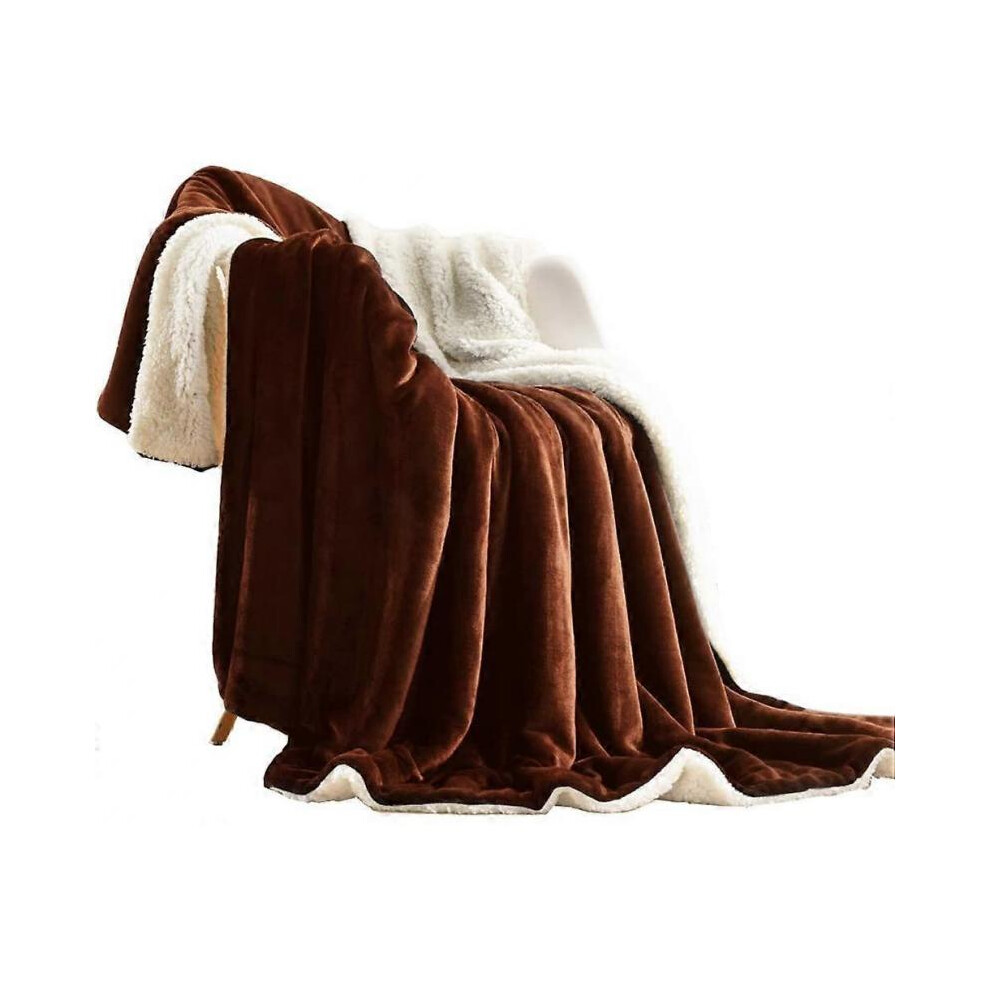 Thickened And Warm Sherpa Twin Blanket For Winter Bed - Ultra Soft Flannel/Reversible Velvet (Twin Size 60"X80") Brown