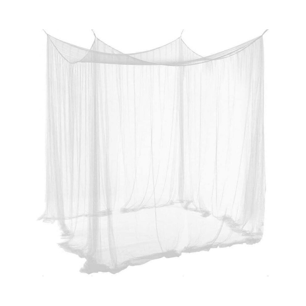 Double Mosquito Net white 4 Poster Bed Canopy Decorative Princess Square Mosquito Net Large for Indoor Bedroom and Camping 74H x 82L x 94W inches