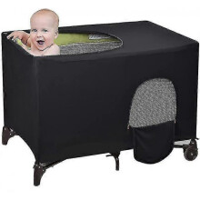 Portable Baby Bed Cover Breathable Blackout Crib1pcs-black