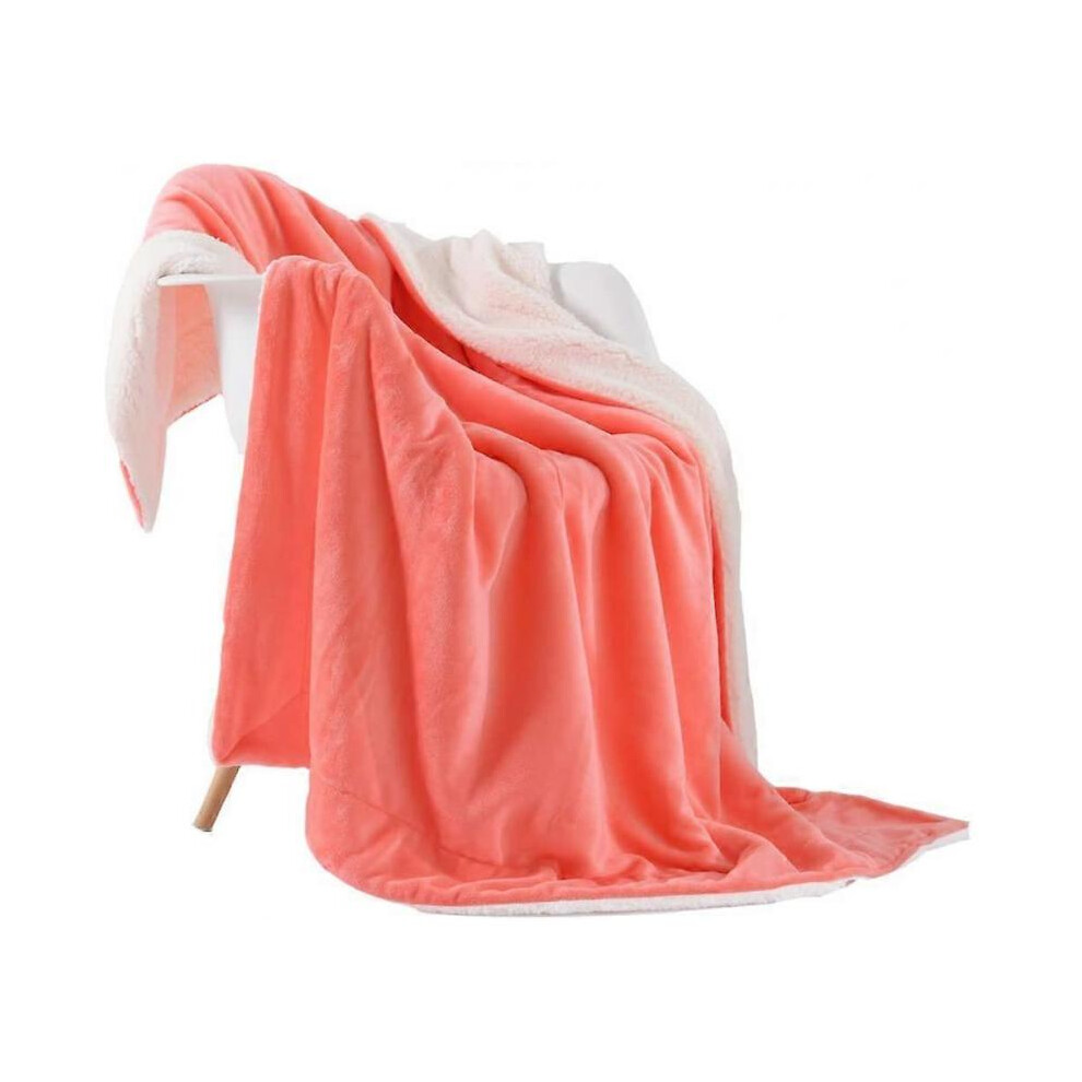 Throw Blanket Reversible Sherpa Flannel Blanket Super Soft Fuzzy Plush Fleece Microfiber for Bed/Couch(60"x80",Living Coral)