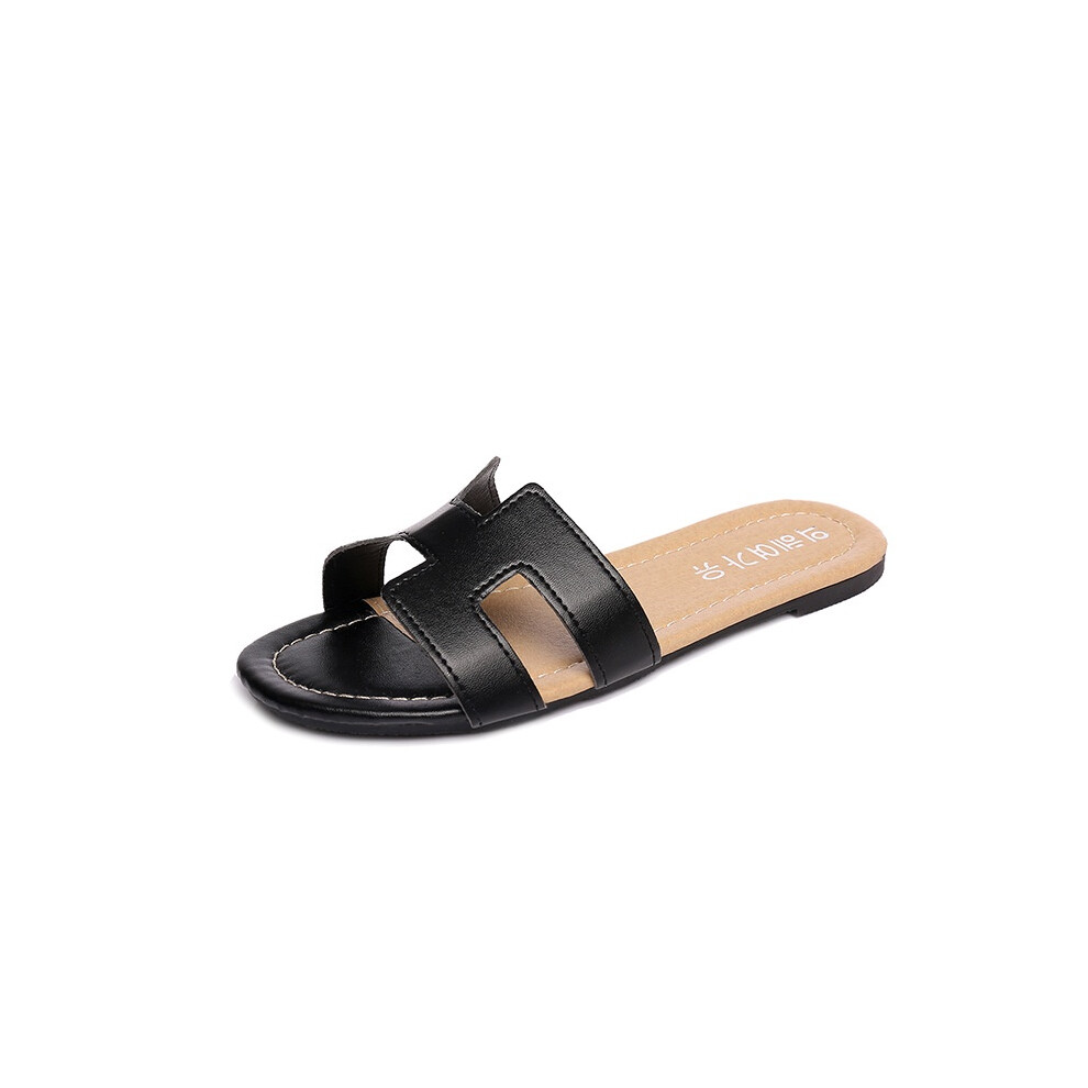 ( Black, EU37) Open Roman Ladies Toe Flats Slippers Mules Beach Sandals Flipflops Summer Shoes