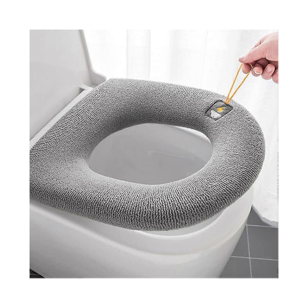 2 Pcs Soft Bathroom Toilet Cushion,Warmer Cushion Toilet Seat Pad,Toilet Seat Cover Cushion,Toilet Seats,Reusable Washable( Grey) Dark/Grey