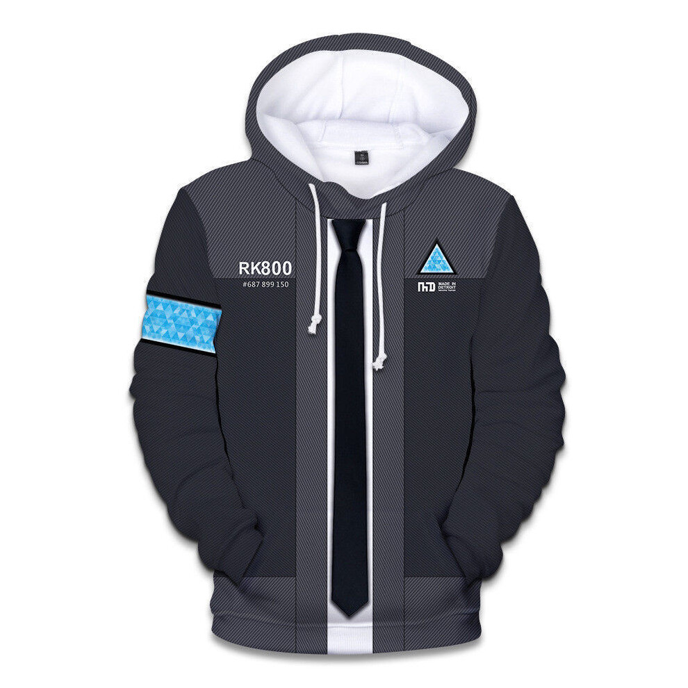 (6, M=US XS) Human Become Detroit Connor Rk800 Hoodie 3d Print Sweater Sweatshirt Pullover