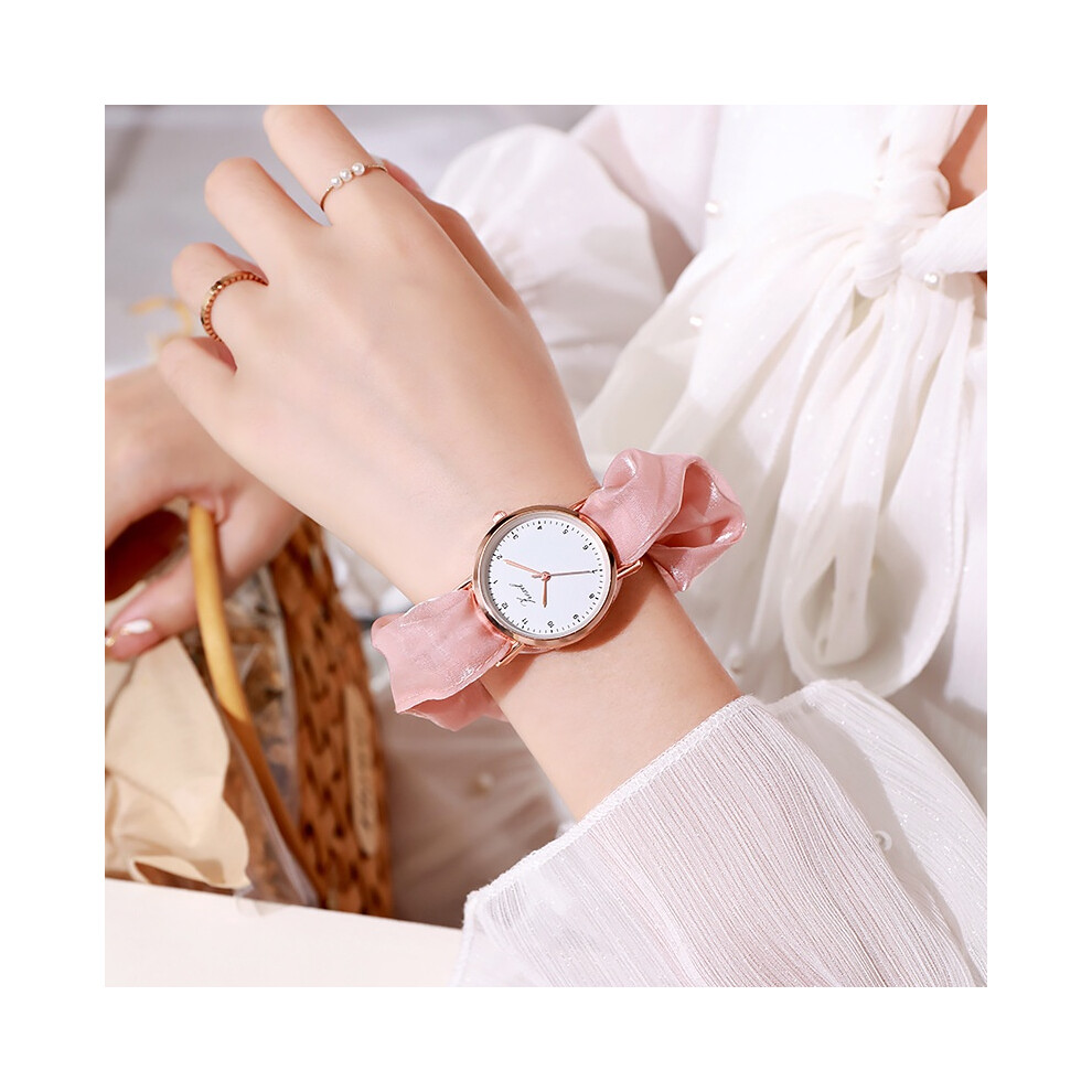 (Pink) Personality Fashion Women Cloth Strap Watch Quartz Movement 37mm Dial Diameter-image-OPC-PH2QY5Z-NEW
