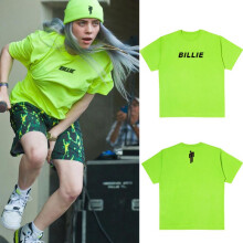 (Billie, S) Billie Eilish Print Tshirt Short Sleeve Crew Neck Tees Women Summer Tops