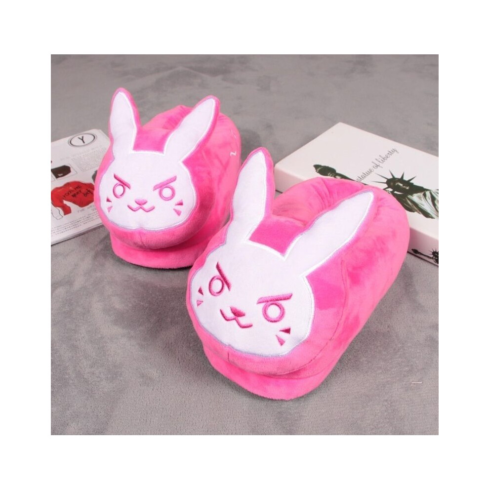 (DVA Bunny) Overwatch Slippers Ow Dva Reaper Hanzo Genji Soldier Plush Shoes Sandal Warm