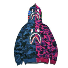 (Blue, M) Ape Bape Bathing Jacket Shark Head Camo Full Zip Hoodie Long Sleeve Clothes