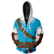 (SkyBlue, S) Game The Legend Of Zelda Cosplay Hoodies 3d Zip Sweatshirt Coat Jacket Pullover