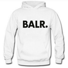 (White Black, M) Balr Letter Printed Hoodie Long Sleeved Top Fashion Warm Clothing Unisex Simple