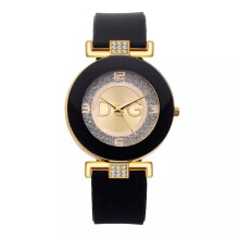 (Black) Silicone Trendy Quartz Watch With Candy Colors For Women Korean Style Fashion Quartz Watch