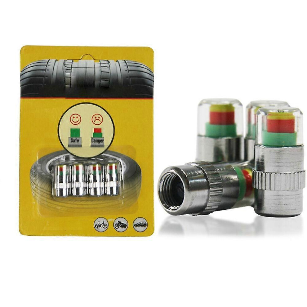 (As Show, One Size) 4Pcs Car Auto Tire Pressure Monitor Tire Gage Alert Sensor Indicator Valve Caps 6909775646878