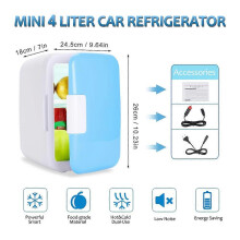 (As show, One size) Mini Fridge 4 Liter/6 Can Electric Cooler and Warmer Portable Thermoelectric System