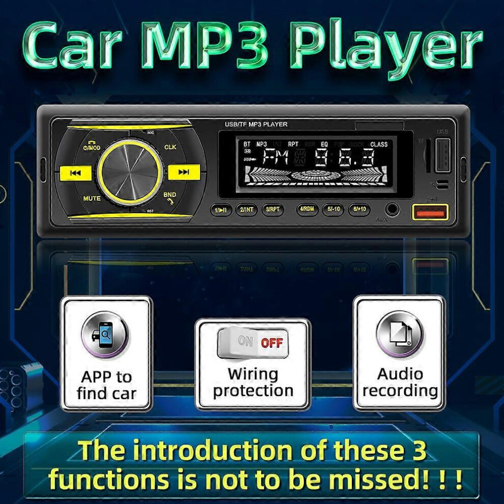 (As Show, One Size) Car Mp3 Player Bt Stereo Receiver Fm Radio Hands-Free Calling U-Disk/Tf Card/Aux-In Player Support A 6909775606056