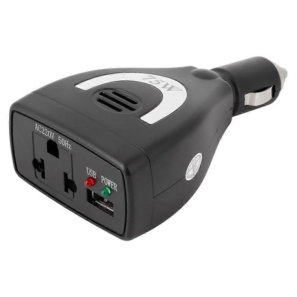 (As Show, One Size) 75W Dc12v To Ac 220V Car Power Inverter Converter Usb Charger Adapter 6909775580943