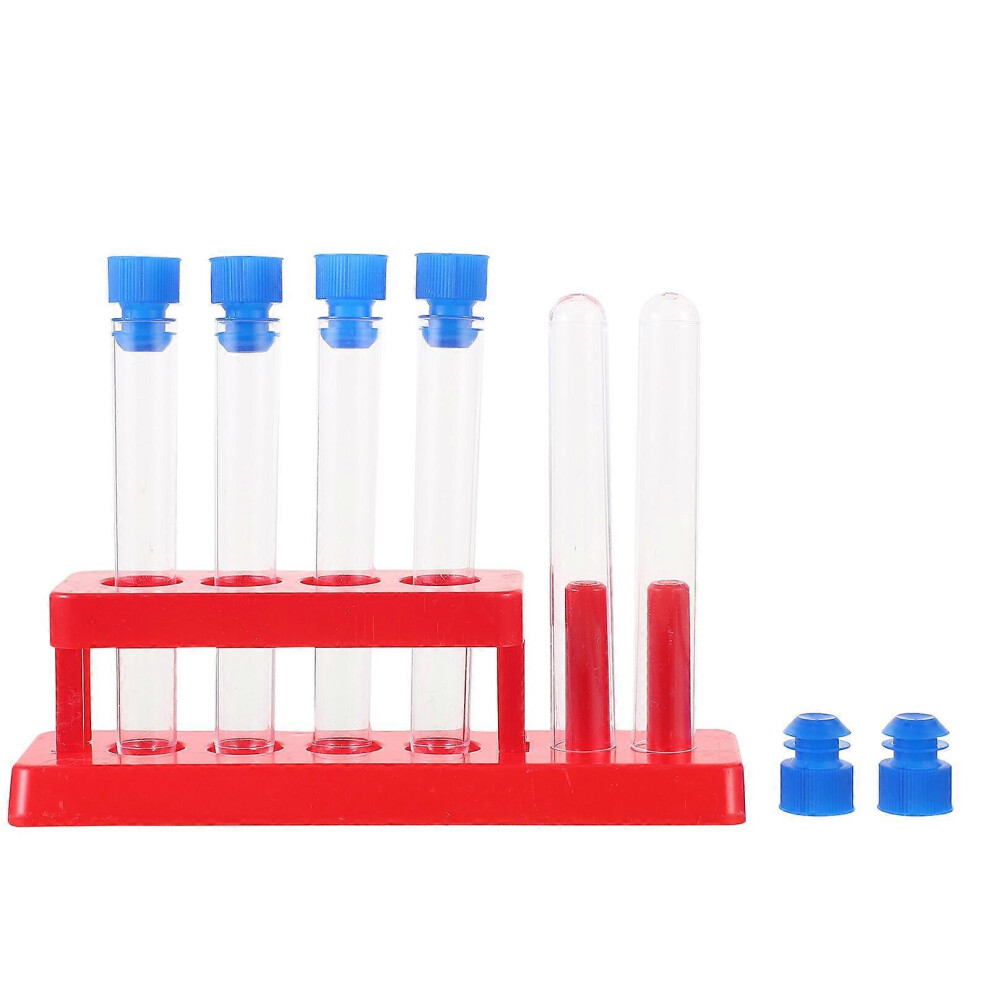 Kricely (As Show, One Size) 1 Set Plastic Test Tubes Droppers With Caps Test Tube Rack Kit Kids Test Tube Set
