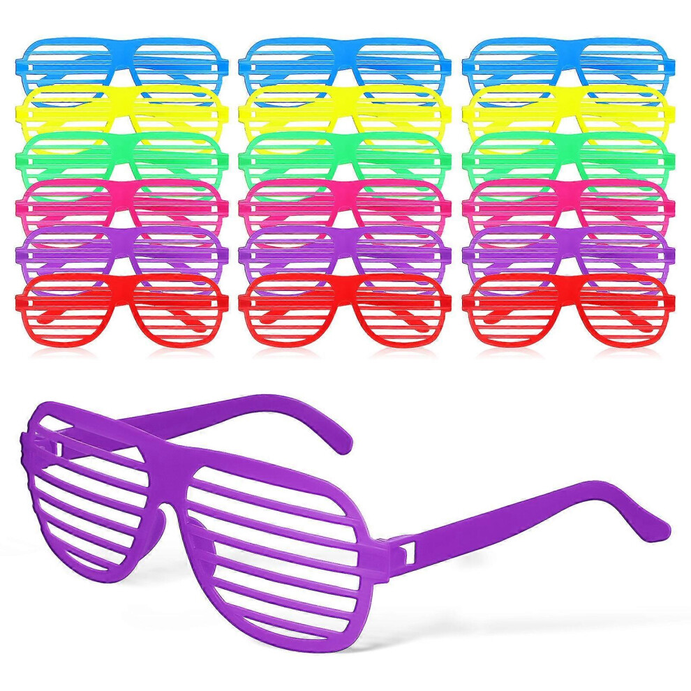 Kricely (As Show, One Size) 18 Pcs Shutter Glasses Neon Color Glasses Plastic Party Sun Glasses Dress Costume Glasses