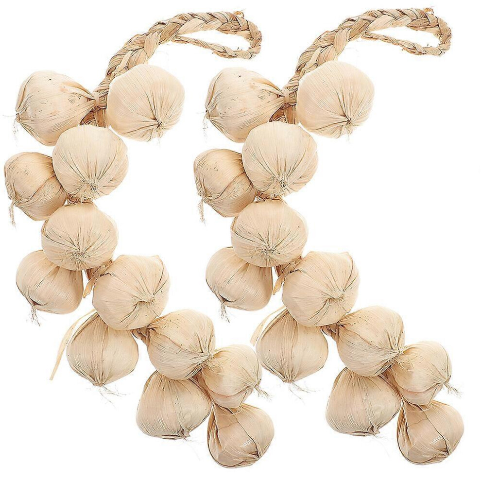 Kricely (As Show, One Size) 2Pcs Hanging Fake Garlic Strings Decorative Garlic Hanging Strings Photo Props