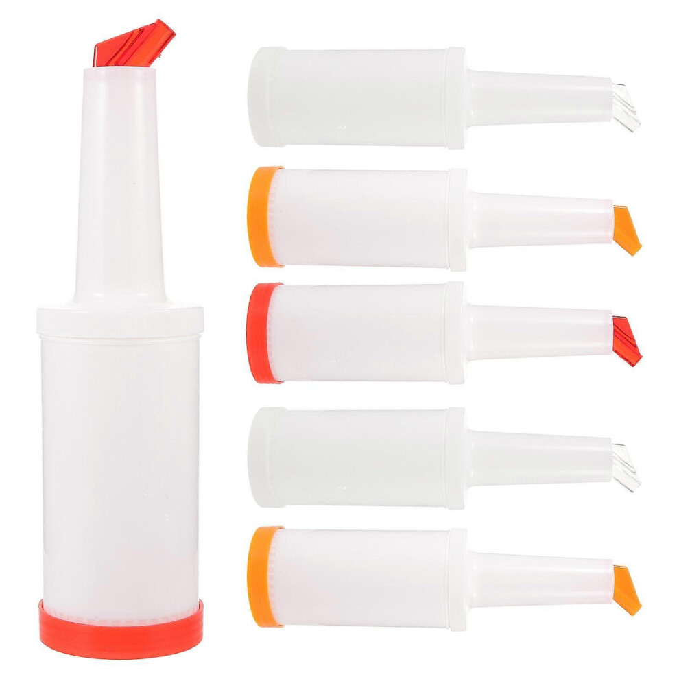 Kricely (As Show, One Size) 6Pcs 1L Fruit Juice Liquor Bar Pour Bottles Plastic Juice Jug Bartender Juice Bottle