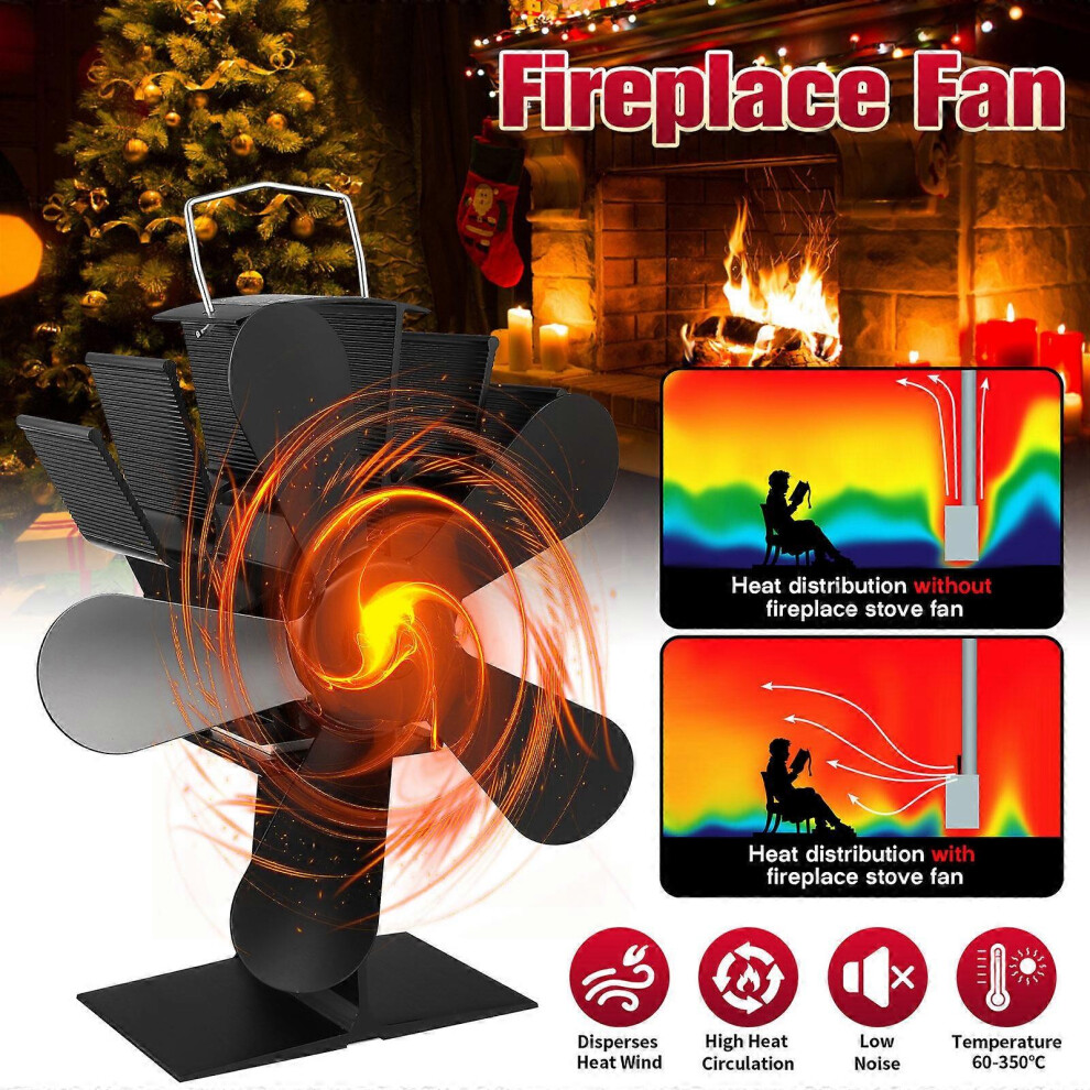 Kricely (As Show, One Size) Heat Powered Stove Fan 5-Blades Self Powered Fireplace Fan For Log Burner