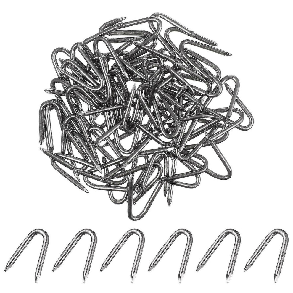 (As Show, One Size) 70 Pcs U Nails Net Staples Nails Fence U-Shaped Wire Fencing Heavy Duty Tacks Cable Mesh Fasteners Garden Masonry Fixing Turf Tool 5453679700781