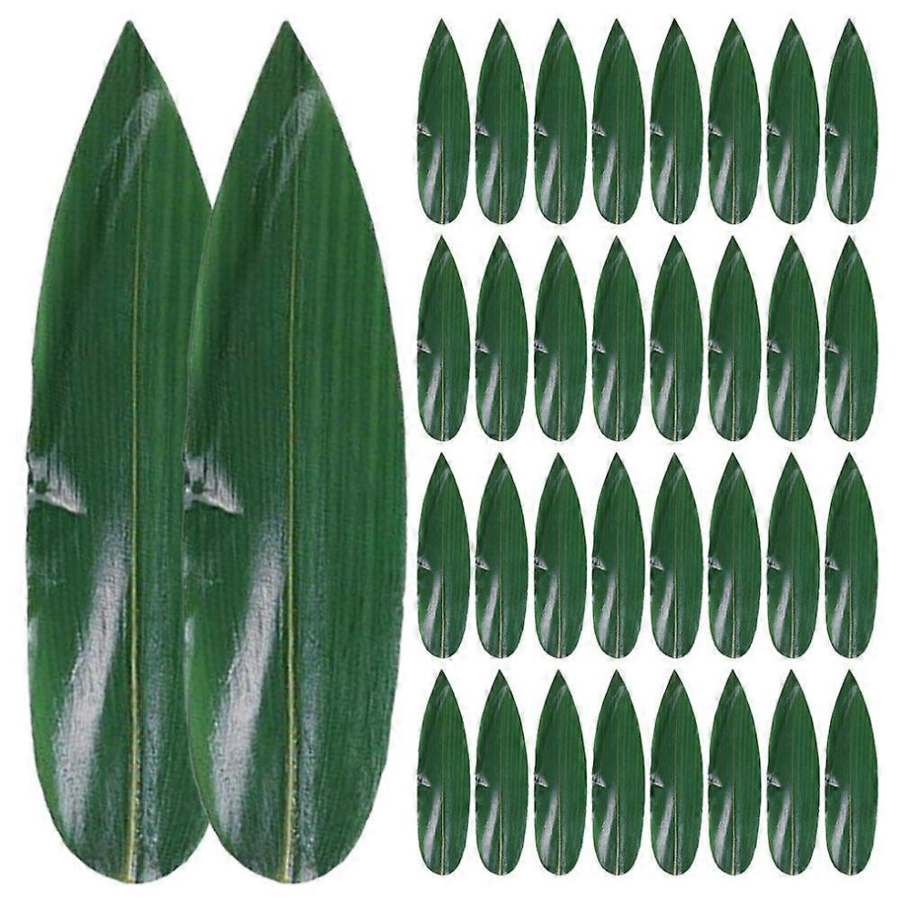 (As show, One size) 100pcs Sushi Bamboo Leaf Sushi Dish Decor Bamboo Leaves Sashimi Decor Mats-image-OPC-PH2RHMS-NEW