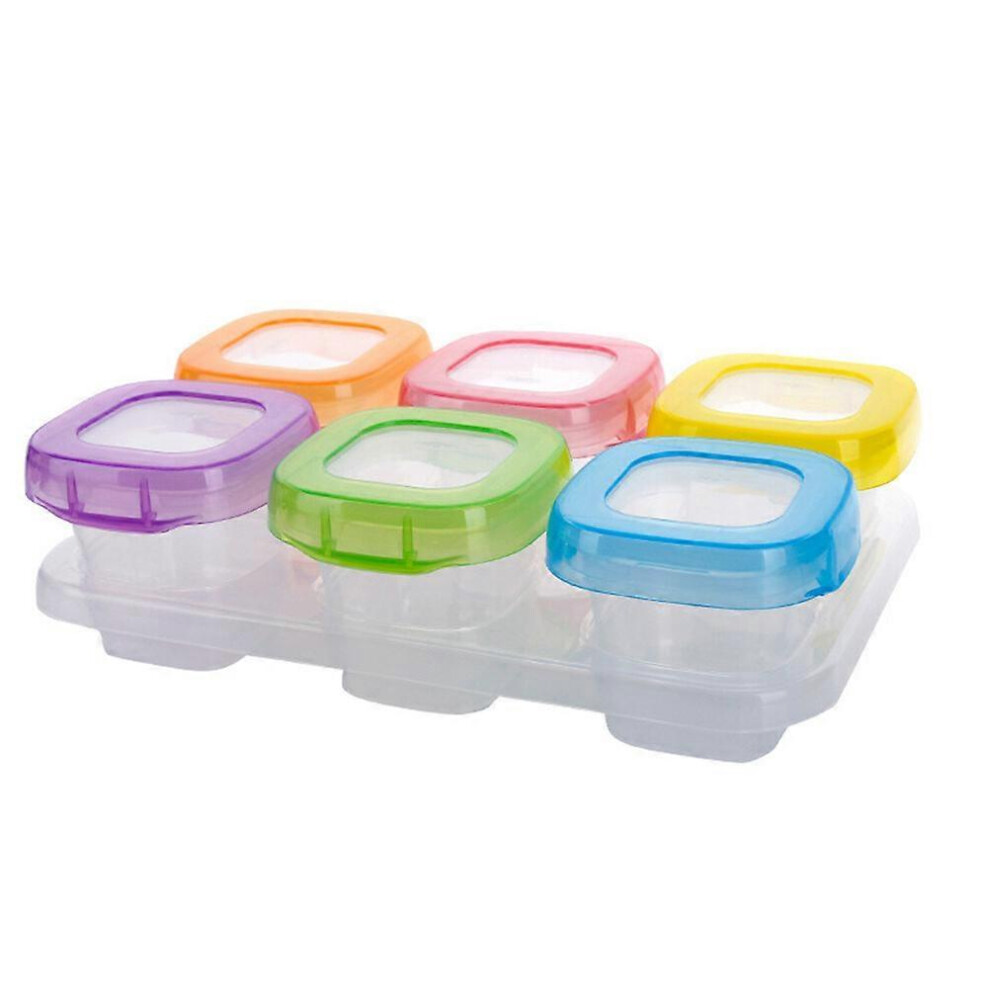 Kricely (As Show, One Size) 6Pcs 60Ml Baby Weaning Food Freezing Cubes Tray Pots Freezer Storage Containers Bpa Free (Mixed Colors)