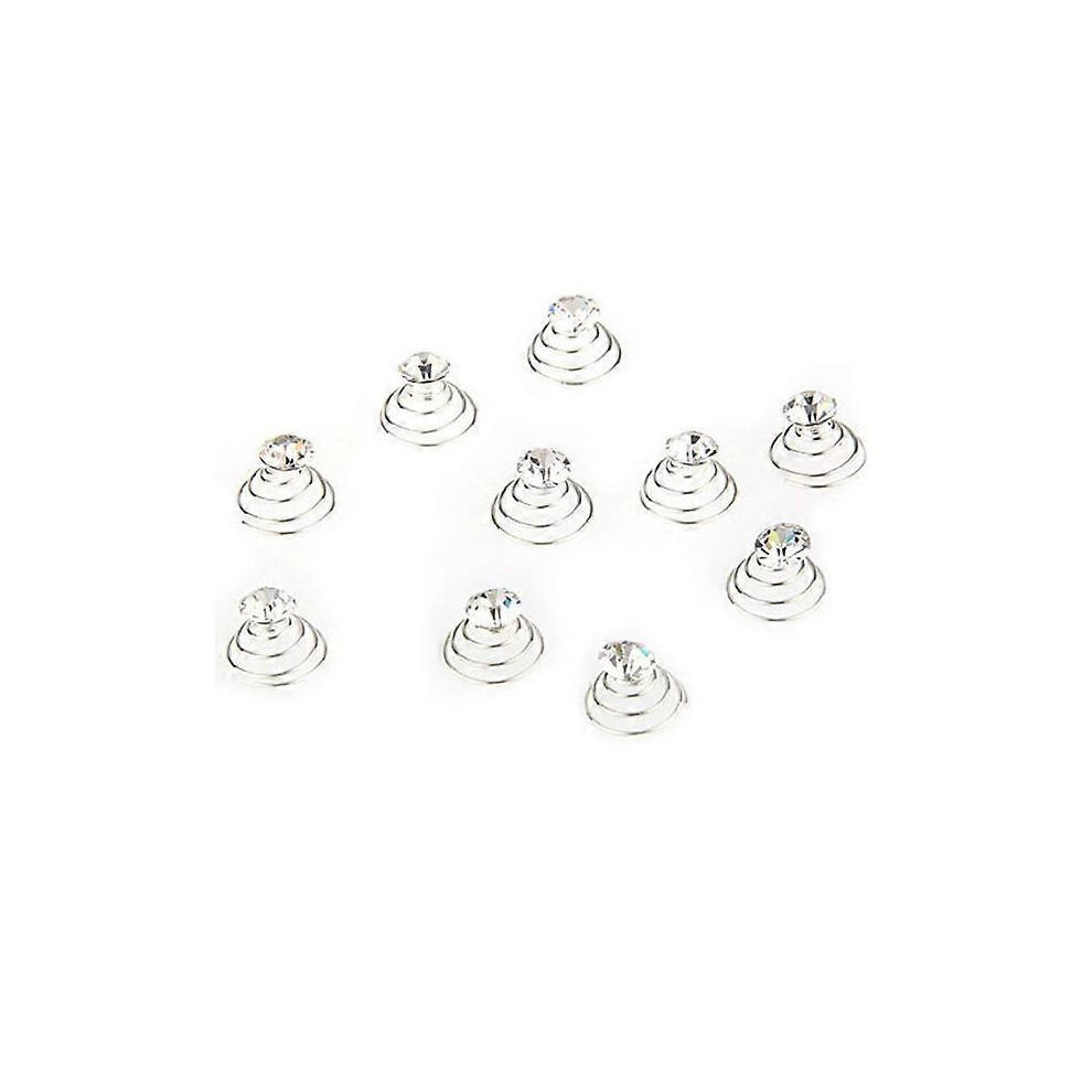 Kricely (As Show, One Size) 10Pcs Delicate Women's Girls Wedding Bridal Crystal Clear Rhinestones Metal Spiral Hairpins Hair