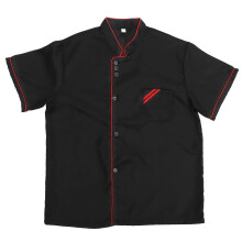 (As show, One size) Unisex Short Sleeve Chef Uniform Basical Chef Catering Shirt for Bakery Food Service Restaurant Size XXL (Black)