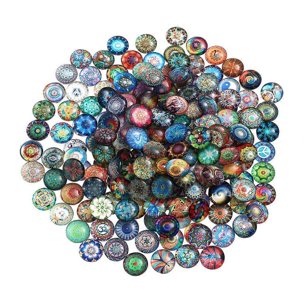 Kricely (As Show, One Size) 100Pcs 12Mm Mixed Round Mosaic Tiles For Crafts Glass Mosaic Supplies For Jewelry Making